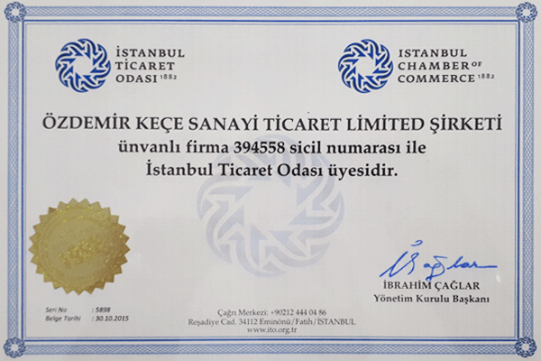 İstanbul Ticaret Odası — Oda kayıt belgesi